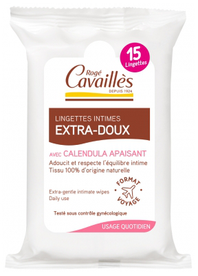 Image Rogé Cavaillès Lingettes Intimes Extra-Douces 15 Lingettes
